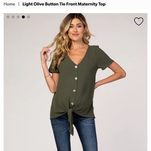 PinkBlush - Light Olive Button Tie Front Maternity Top
